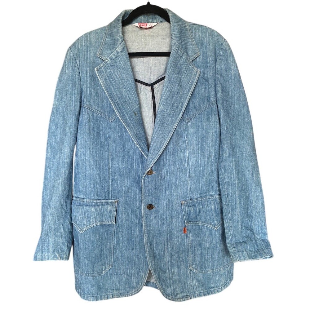 Levi's Blazer Jacket Men's Size 42 Blue Vintage Western 2-Button Red Tab